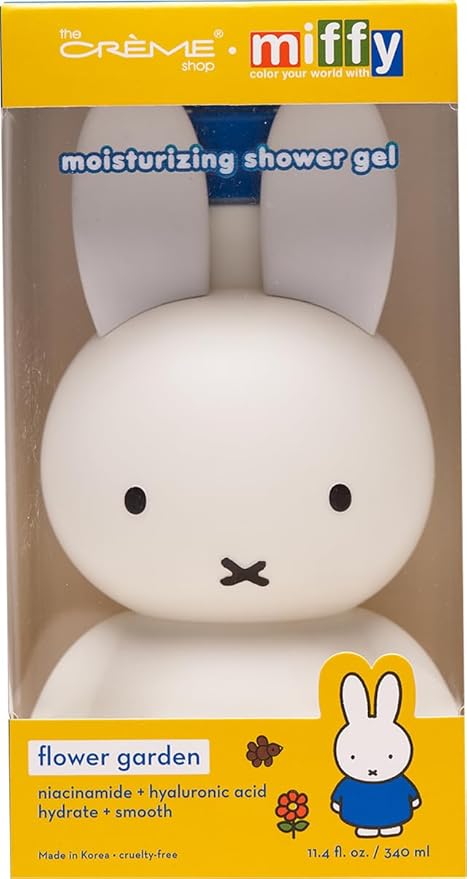 The Crème Shop Miffy Flower Garden Shower Gel Body Wash with Hydrating and Nourishing Hyaluronic Acid and Niacinamide Miffy Pump Bottle Garden Rose Juicy Apples and Fresh Pears Scent 340 mL