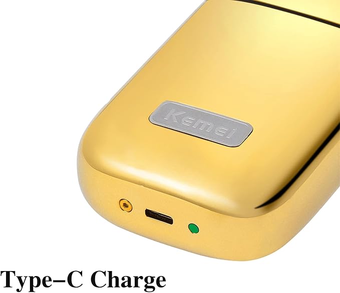 KEMEI Electric Razors for Men Professional Cordless All Metal Electric Razor Lithium Titanium Razors USB Rechargeable Facial Beard TrimmerGolden (TX1 Gold)