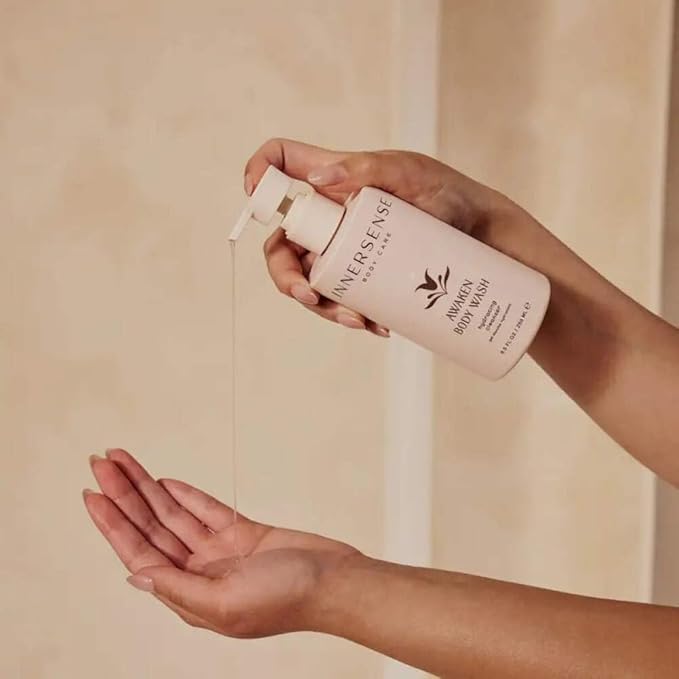 INNERSENSE Organic Beauty - Awaken Body Wash | Avocado Oil Vitamins B5 C + D to Gently Cleanse Soften Soothe Skin | Clean Non-Toxic Cruelty-Free | Paraben + Phthalate Free (8.5 fl oz | 250 ml)