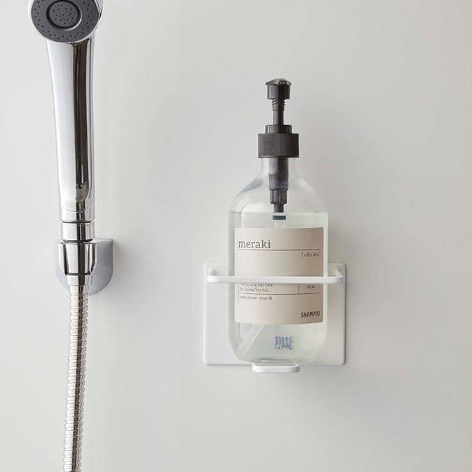 Yamazaki 5508 Magnetic Bathroom Tube &amp Bottle Holder Large White Approx. 4.3 x 3.2 x 4.3 inches (11 x 8.2 x 11 cm) Tower Floating Storage Shampoo Body Soap Holder Bathroom Storage