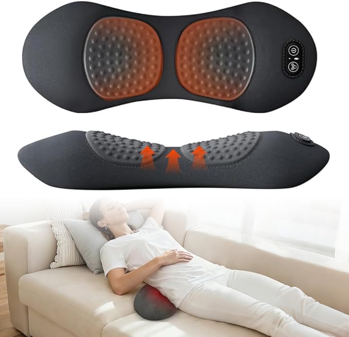 3-in-1 Electric Back Massager with Vibration &amp Traction: Smooth Spine Triple Fusion Back Massager Pillow - Stress Relief for Home Office and Travel (Dark Gray)