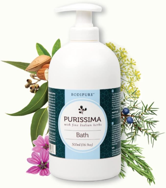 BODIPURE Organic Purissima Body Bath - Rich in Essential Oils and Exotic Herbs - Moisturizing and Restoring Skin Vitality - Made in Italy 16.9 Ounce