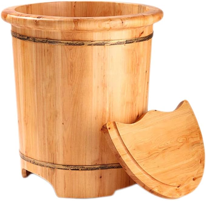 Foot Tub Wooden Foot Basin Adult Wooden Foot Basin Household Foot Bath Tub Foot Bath Foot Bath Barrel Household Foot Bath Cedar Barrel 45cm Foot Bath Wooden Bucket Foot Spa Househol
