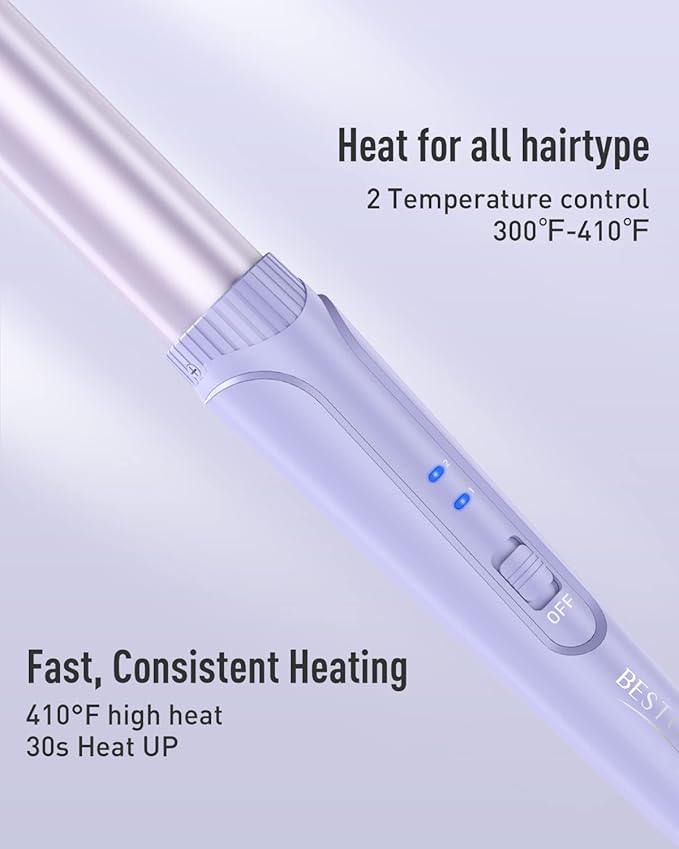 Waver Curling Iron Wand - BESTOPE PRO 5 in 1 Curling Wand Set with 3 Barrel Hair Crimper for Women Fast Heating Crimper Wand Curler in All Hair Type Women Gifts - Purple