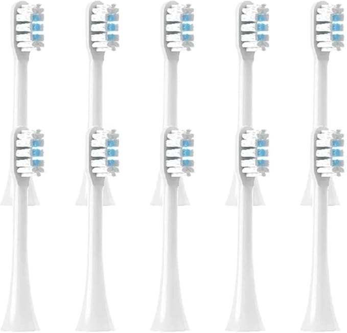 Replaceable Brush Heads Compatible for XIAOMI MIJIA T301 T302 Soft Dupont Clean Bristle WhiteBlue Dark Blue Sonic Nozzles(10 White)