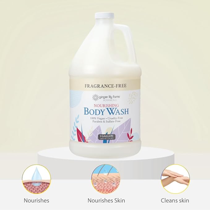 Ginger Lily Farms Botanicals Nourishing Body Wash 100% Vegan &amp Cruelty-Free Fragrance Free 1 Gallon (128 fl oz) Refill