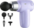New mini Massage Gun high-Intensity deep Tissue Percussion Massager Suitable for Back Neck and Body Pain Electric Massager with 4 Massage Heads Pain Relief Gift for Men and Women. (Purple)