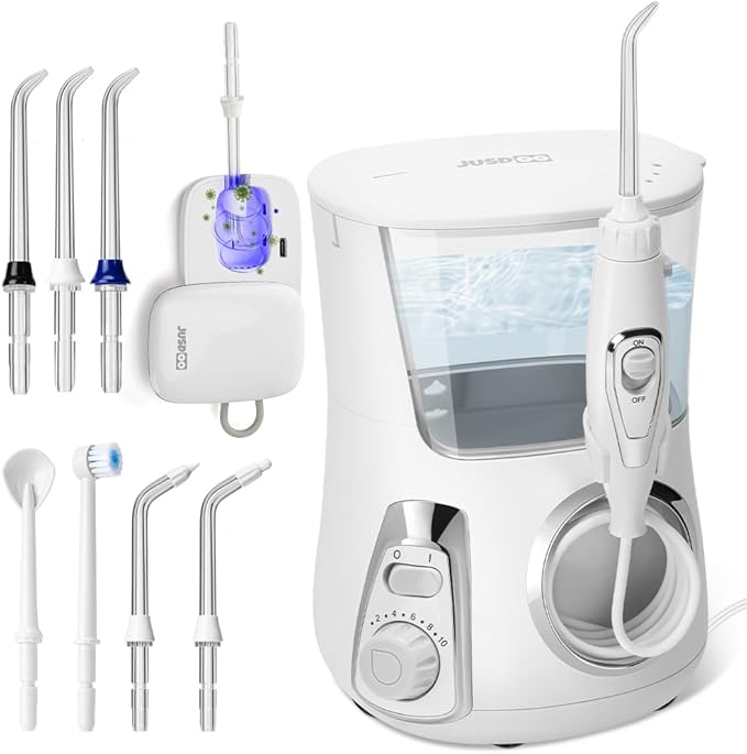 Water Flosser for Teeth and Braces 800ML Dental Oral Irrigator with 10 Pressure Levels 7 Jet Tips Toothbrush &amp Nozzle Cleaning Case Family Oral Care