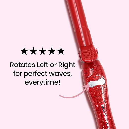 The Beachwaver Co. B1 Rotating Curling Iron - Red Glitter | Automatic 1-Inch Ceramic Curling Iron - Most Common Barrel Size for All Hair Lengths! | Auto-Shut Off Travel-Friendly Dual Voltage