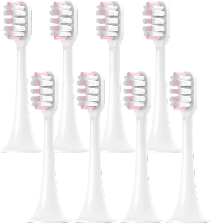 Replacement Brush Head Compatible with XIAOMI MIJIA T300/T500/T700 Sonic Electric Toothbrush Heads Soft Bristle Nozzle Deep Clean(8 pcs White Pink)