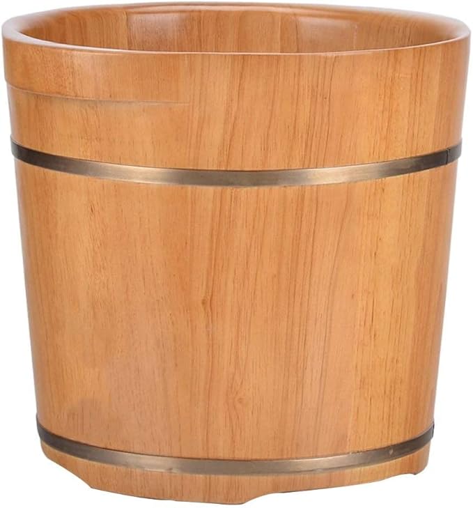 Foot Tub Wooden Foot Basin Wooden Barrels Pedicure Basin Wood Wind Foot Bath Barrel Oak Foot Tub Barrel 35cm Heighten Wooden Foot Bath Wood Foot Barrel Solid Wood Basin foot Bath Wooden Bucket Foot Sp