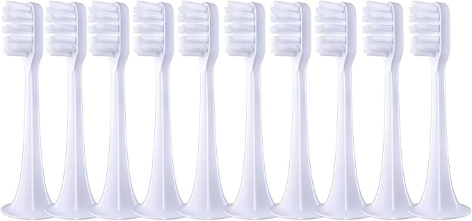 Replacement Brush Heads Compatible with Mijia T300/T500 Replacement Electric Toothbrush Heads Nozzles Clean Protect Soft Bristle(10pcs White)