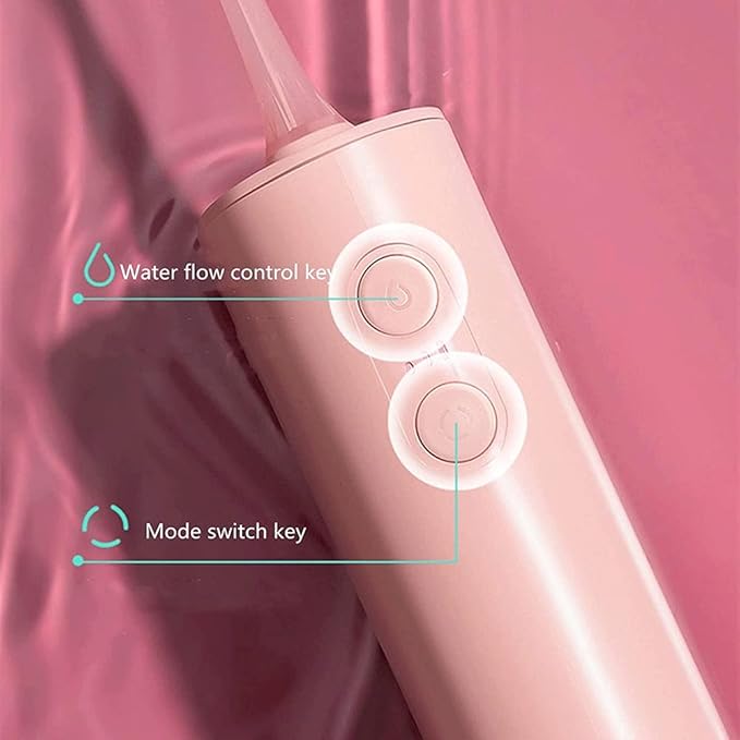 Electric Teeth Flusher Portable Household Intensity Adjustable Intelligent Oral Cleaner High-Frequency Pulse Lasting Battery Life Electric Tooth Punch (Color : Pink)