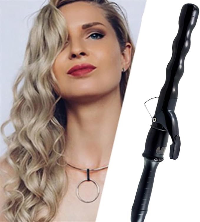 Bubble Curling Wand 1.25 inch 32mm Beach Wave Curler with LCD Display Ceramic Crimping Iron for Long Hair