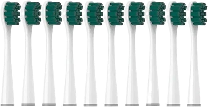 10PCS Vacuum Replacement Brush Heads Compatible for Y1S/Y4/U1/U2/U3/P1/P4 Soft Sonic Electric Toothbrush Clean Nozzles(10RoundGreen)
