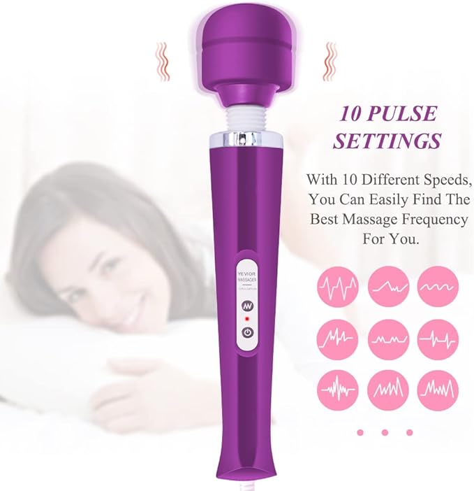 YEVIOR Wired Powerful Handheld Back Massager with 10 Pulse Settings Personal Total Body Therapy Massager for Sports Recovery Muscle Aches Body Pain (Purple)