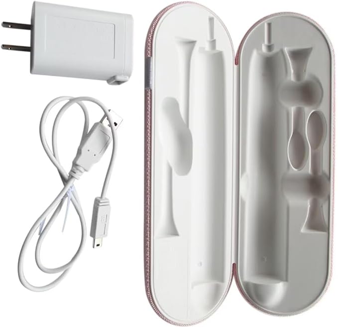 HX9210 Travel Charger Case w/AC Charger+USB Cable Replacement for Philips Sonicare DiamondClean Sonic Toothbrush HX9382HX9372HX9362HX9360(Pink)