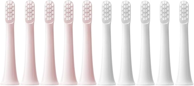 10PCS Replaceable Brush HeadsCompatible for XIAOMI T100 Electric Toothbrush Soft Caps Bristle Vacuum Package Nozzles(5White5Pink)