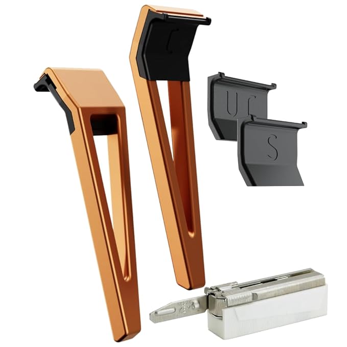 HYPE X1 Aluminum Single Edge Safety Razor Set - Magnetic Comfort (C) Sensitive (S) &amp Ultra-Close (UC) Shave Settings 20 Non-Proprietary Blades - Adjustable Shaving Razors For Men and Women - Ora