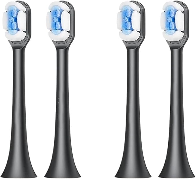 Replacement Electric Toothbrush Heads(4 Soft Black)