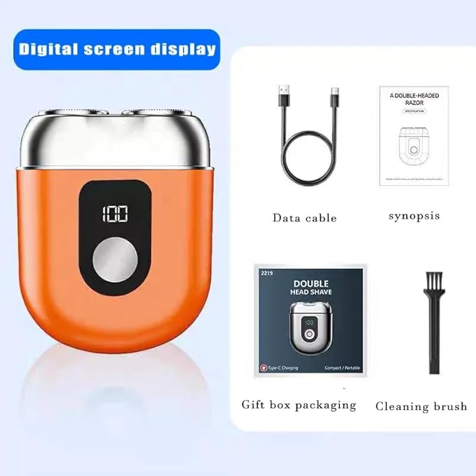 Men's Electric Shaver Razor Magnetic Head Mini Portable Double Head Razor Double Head Digital Display Razor Waterproof Shaver