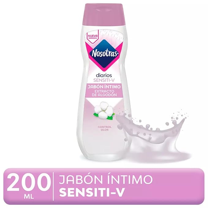 Nosotras Feminine Wash Kit Intimate Soap Sensiti-V | Pack x2 Jabon Intimo Sensiti-V Extracto de Algodon Colombia x2(6.76oz - 200ml)