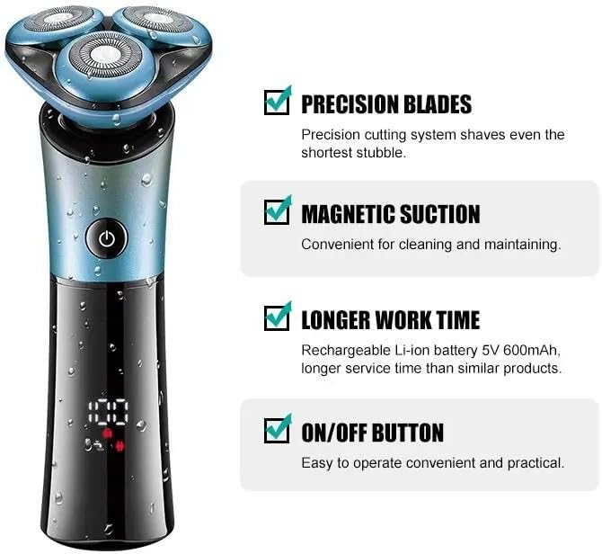 Head Shavers for Bald Men IPX6 3D Floating Rotary Blades Shaving Machine Rechargeable Professional Electric Shaver for Men