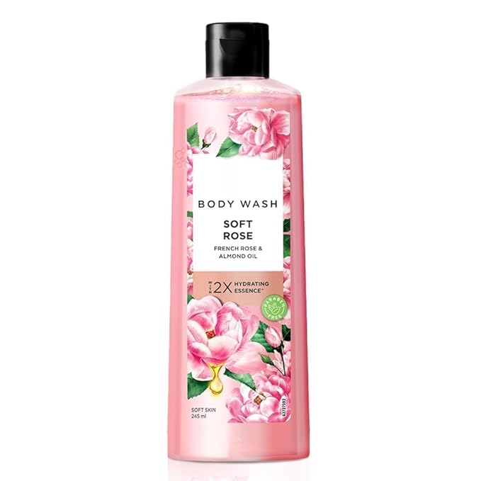 HS Shower Gel French Rose Fragrance &amp Almond Oil Bodywash With Glycerine For Soft &amp Glowing Skin Paraben Free 245 ml