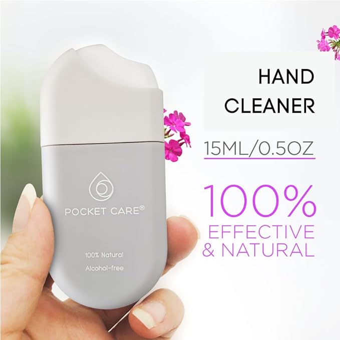 POCKET CARE Hand Moisturizing Cleanser Spray Verbena Aroma – Travel Size 0.50 fl oz (3 Pack) | Gentle Natural Hand Care for Kids &amp Family Skin-Friendly Formula