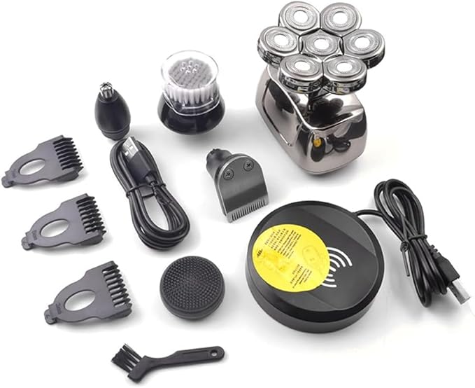 Head Shavers for Bald Men 7-Blade Electric Shaver for Men Wireless Rechargeable Grooming Kit Waterproof Razor Beard Hair Trimmer USB Bald Shaving Machine