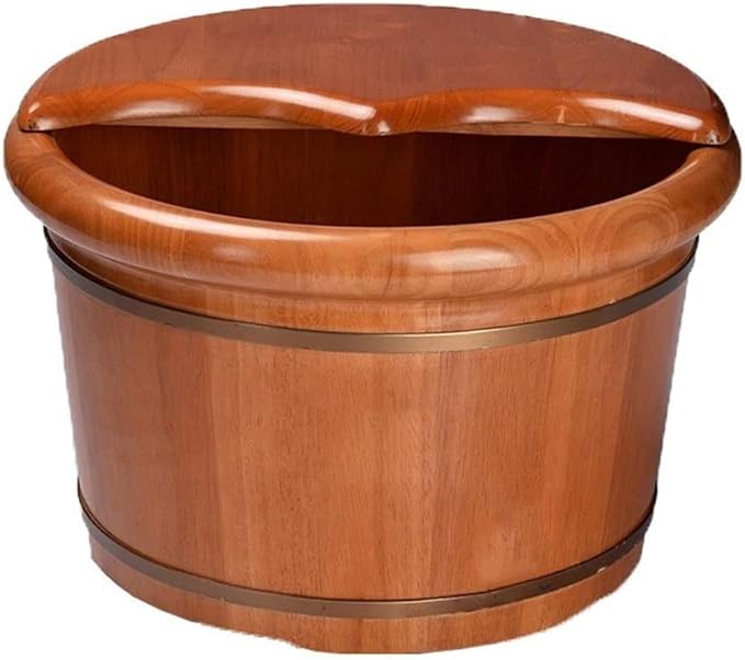 Foot Tub Wooden Foot Basin Foot Tub Massager Solid Wood Thickening Foot Treatment Tub Family Foot Care Wooden Barrel Foot Bath Wooden Bucket Foot Spa Household Wash Ba (Color : Wood Color)