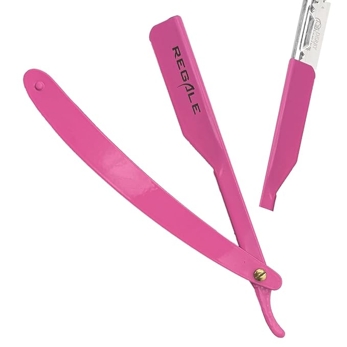 REGALE Professional Straight Razor Pink Classic Stainless Steel Barbero Shaver for a Smooth &amp Precise Shave Premium Barber Razor for Men's Shaving