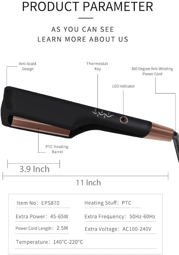 AIKO Pro Double Barrel Ceramic Hair Waver Beach Wave Egg Roll Curling Iron 2 Embedded Ceramic Barrels Styling Tool (Black Rose Gold)