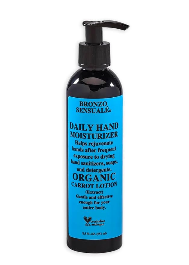 Organic Carrot Hand Lotion – Ultra-Hydrating Daily Moisturizer with Aloe &amp Shea Butter Stress-Relieving Aromatherapy Vegan &amp Cruelty-Free by Bronzo Sensuale 8.5 fl oz