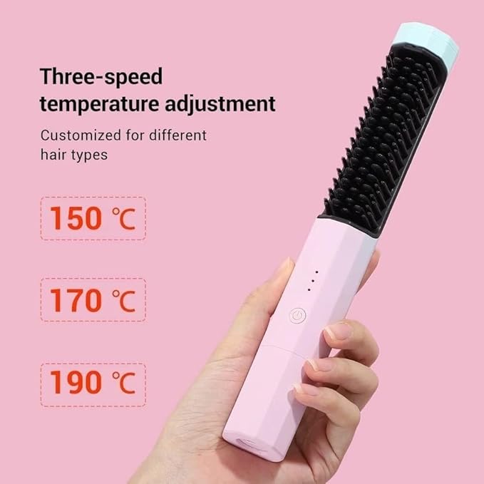 WJREGG 2 in 1 Hair Straightener Brush Professional Hot Comb Straightener for Wigs Hair Curler Straightener Comb Styling Tools