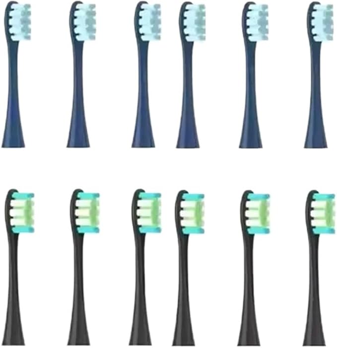 8/12Pcs Soft Vacuum Bristle Toothbrush Heads for Electric Sonic Replacement Brushes(6darkblue 6black)