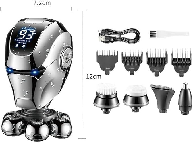 Head Shavers for Bald Men 5 in 1 Multifunctional Electric Head Shaver 7D Waterproof Heads Beard Nose Ear Hair Trimmer Razor Clipper Facial Shaver