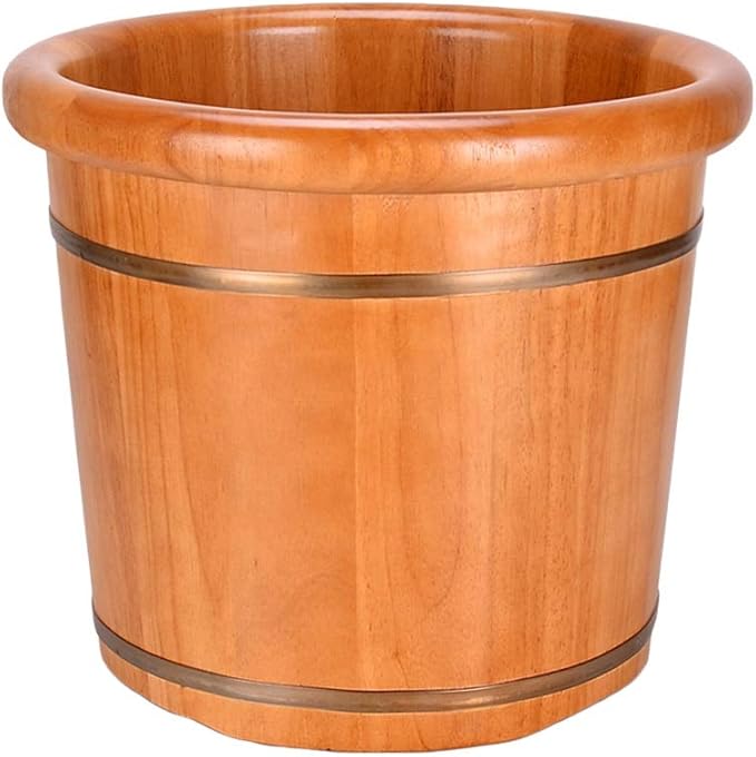 Katzowen Pedicure Foot Soak Tub Solid Wood Foot Tub Raised Wooden Foot Tub Wooden Foam Basin Foot Spa Household Wash Ba (Color : Foot Bath Without Cover)