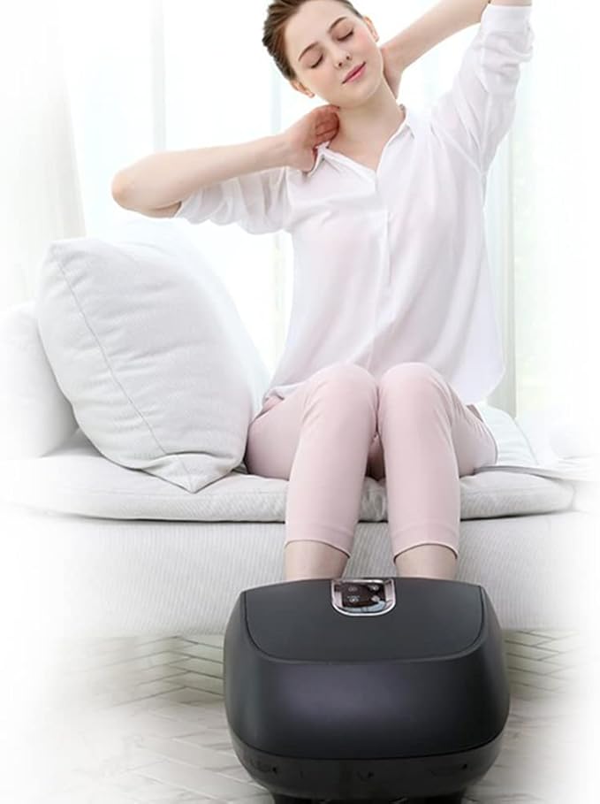 Foot Massager with Heat Shiatsu Deep Kneading Foot Rolling Massager Machine with Multiple Massage Modes &amp Adjustable Air Intensity for Home and Office Use (Black)