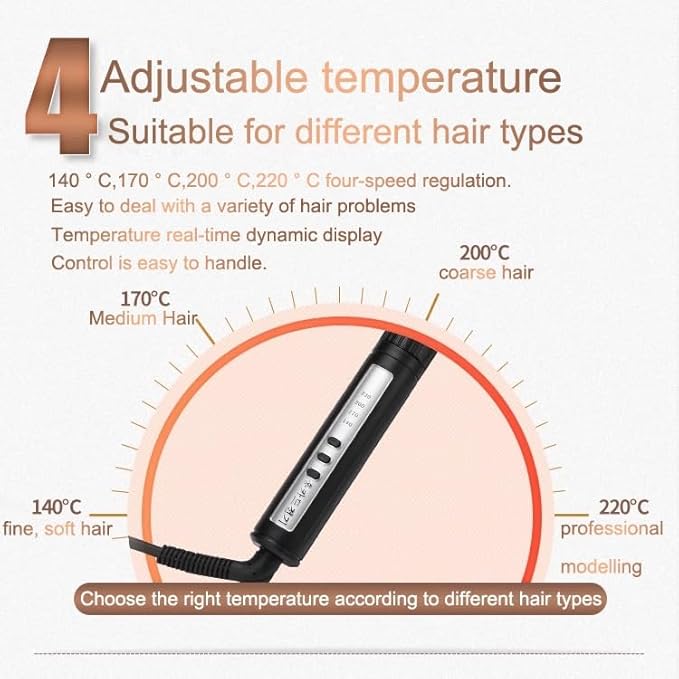 DONGXIAO 32MM Barrel Curling Iron Curler for Long Hair Rotating Electric Curling Iron Curling Iron Fast Heating Up to 220°C Permanent Tools Curling Iron Curler for Short Hair (Size:16MM)