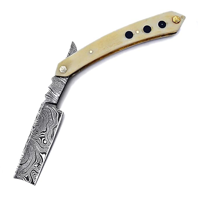 R-79 Custom Hand Made Damascus Steel Straight razor Folding Razor With Shaving Ready Classic Barber Blade Edge