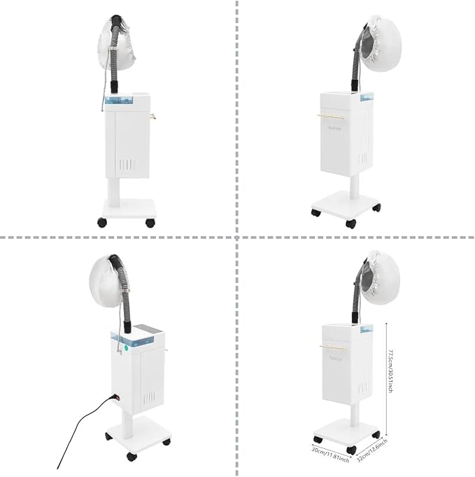 650W Professional Hair Steamer Multifunctional Nano Steamer for Hair Stand up Hair Steamer for Deep Conditioning 110V (White)