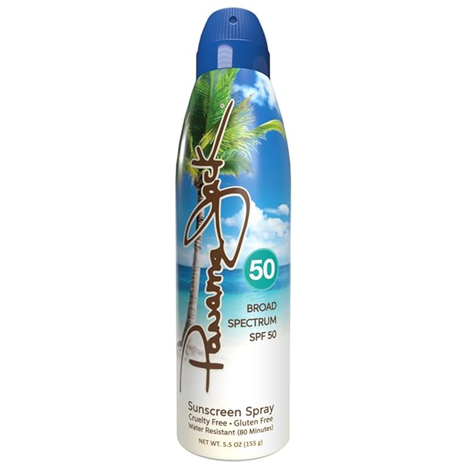 Panama Jack Continuous Spray Sunscreen - SPF 50 Broad Spectrum UVA/UVB Protection PABA Paraben Gluten &amp Cruelty Free Water Resistant (80 Minutes) 5.5 OZ (Pack of 6)