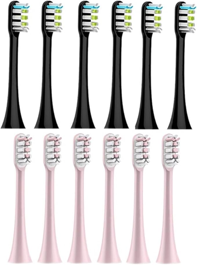 Compatible for 12pcs Replacement Brush Heads for X3 X5 X3U X1 V1 V2 Head with(6pink 6black)