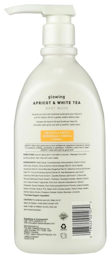 Jason Bath Care Apricot Satin Shower Body Washes 30 fl. oz. (a) - 2pc