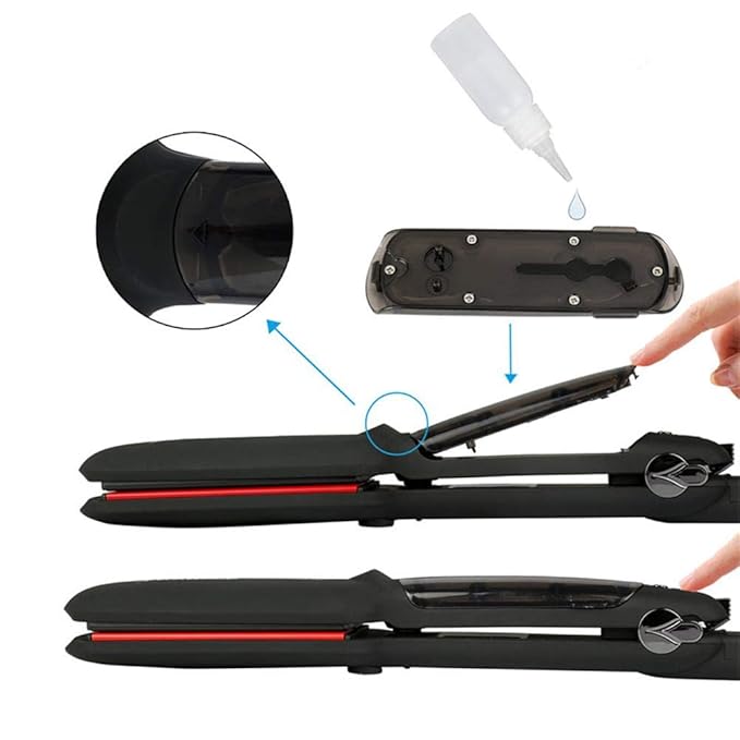 Professional Steam Infrared Hair Straightener Flat Iron with 2 inch Wide Tourmaline Ceramic Plate Fast Vapor Instant Heat Up with Adjustable Temperature Dual Voltage (Black)