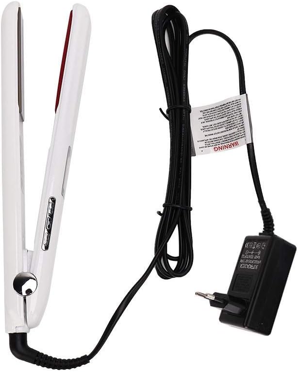 Professional Ultrasonic Infrared Hair Care Cold Flat Iron Hair Straightener Treament Tool Instant Heat Up Adjustable Temperature Recovers The Damaged Hair LCD Display Dual Voltage (White)