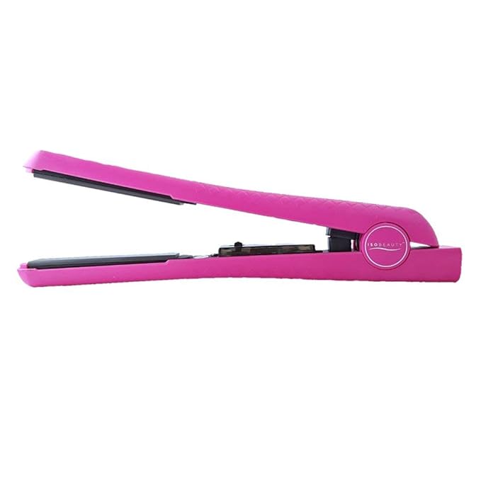 ISO Beauty Spectrum Pro Flat Iron Hair Straightener 100% Solid Ceramic 1.25 Plates Far Infrared Technology and Adjustable Temperature 140-450F (Pink)