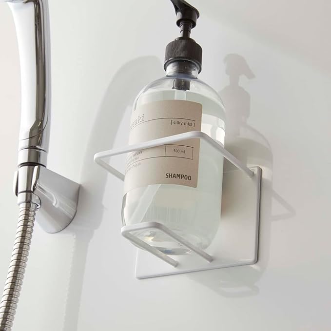 Yamazaki 5508 Magnetic Bathroom Tube &amp Bottle Holder Large White Approx. 4.3 x 3.2 x 4.3 inches (11 x 8.2 x 11 cm) Tower Floating Storage Shampoo Body Soap Holder Bathroom Storage