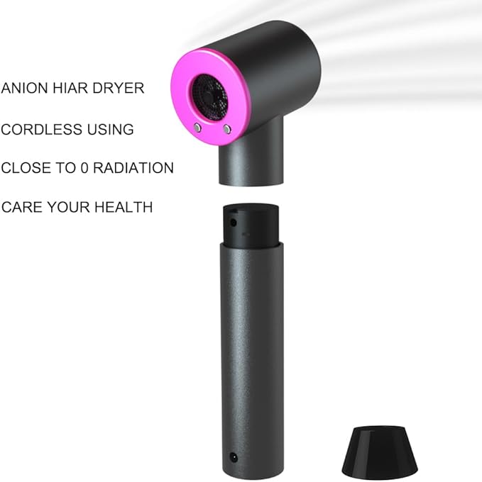 Anion Hair Dryer Hot Air and Cold Air Available Negative Ion Cordless Hair Blower USB Output As Power Bank for Digital Charging Smart Battery Indicator Travel Hair Blower
